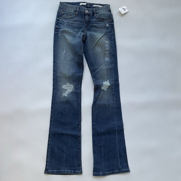 Guess Women’s Tailored Mini Boot Cut Jeans In Blue Denim Size 25 - Picture 2 of 11